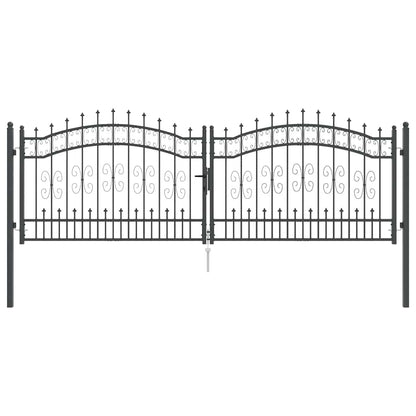 Hekpoort met Spear Boven met slot Grijs 305 x 100 cm Staal