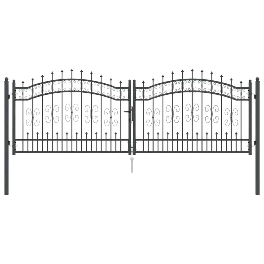 Hekpoort met Spear Boven met slot Grijs 305 x 100 cm Staal
