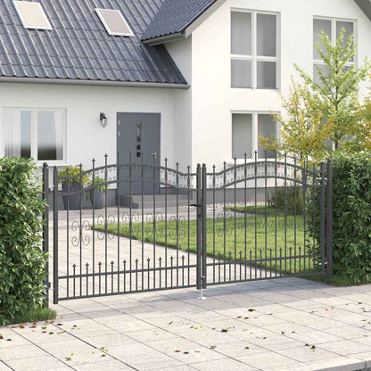 Hekpoort met Spear Boven met slot Grijs 305 x 125 cm Staal