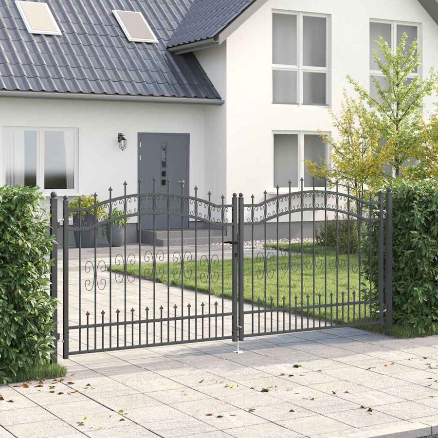 Hekpoort met Spear Boven met slot Grijs 305 x 125 cm Staal
