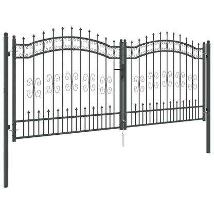 Hekpoort met Spear Boven met slot Grijs 305 x 125 cm Staal