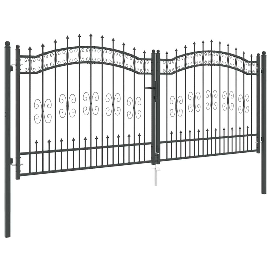 Hekpoort met Spear Boven met slot Grijs 305 x 125 cm Staal
