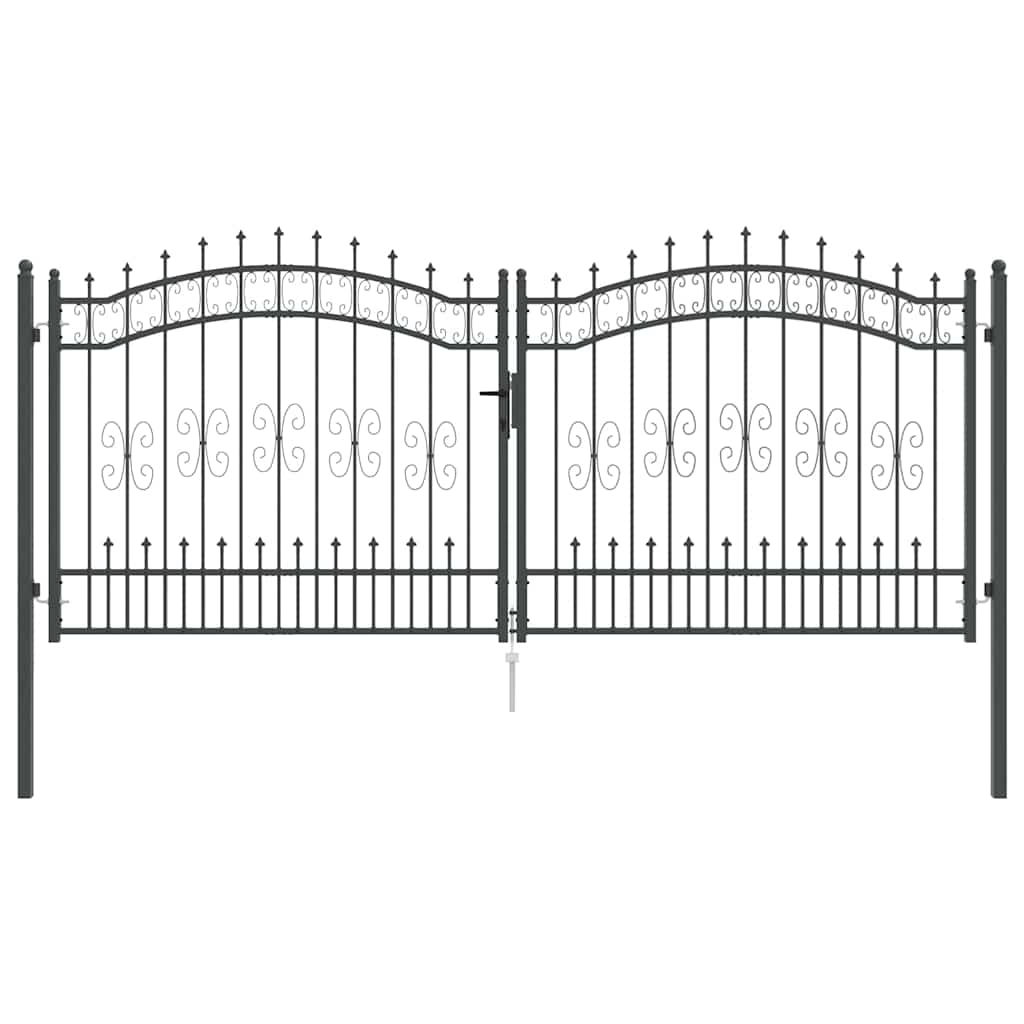 Hekpoort met Spear Boven met slot Grijs 305 x 125 cm Staal