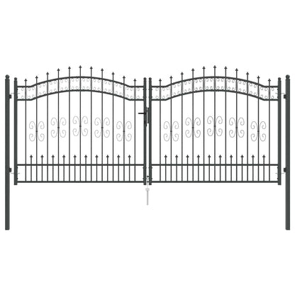Hekpoort met Spear Boven met slot Grijs 305 x 125 cm Staal