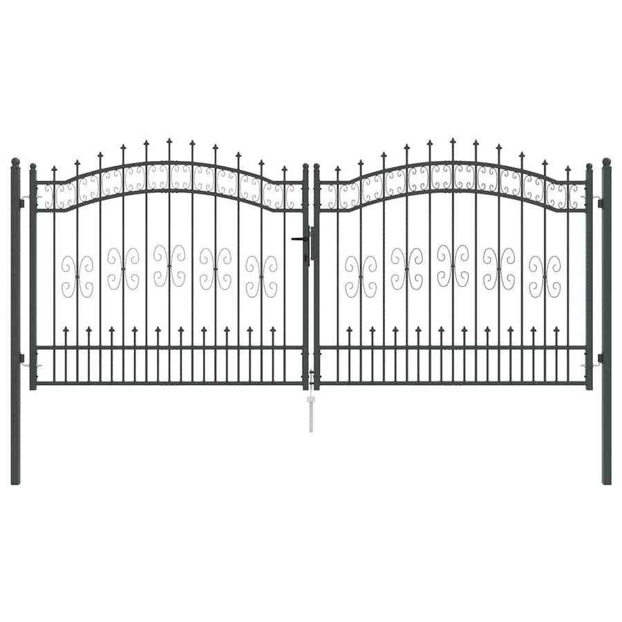Hekpoort met Spear Boven met slot Grijs 305 x 125 cm Staal