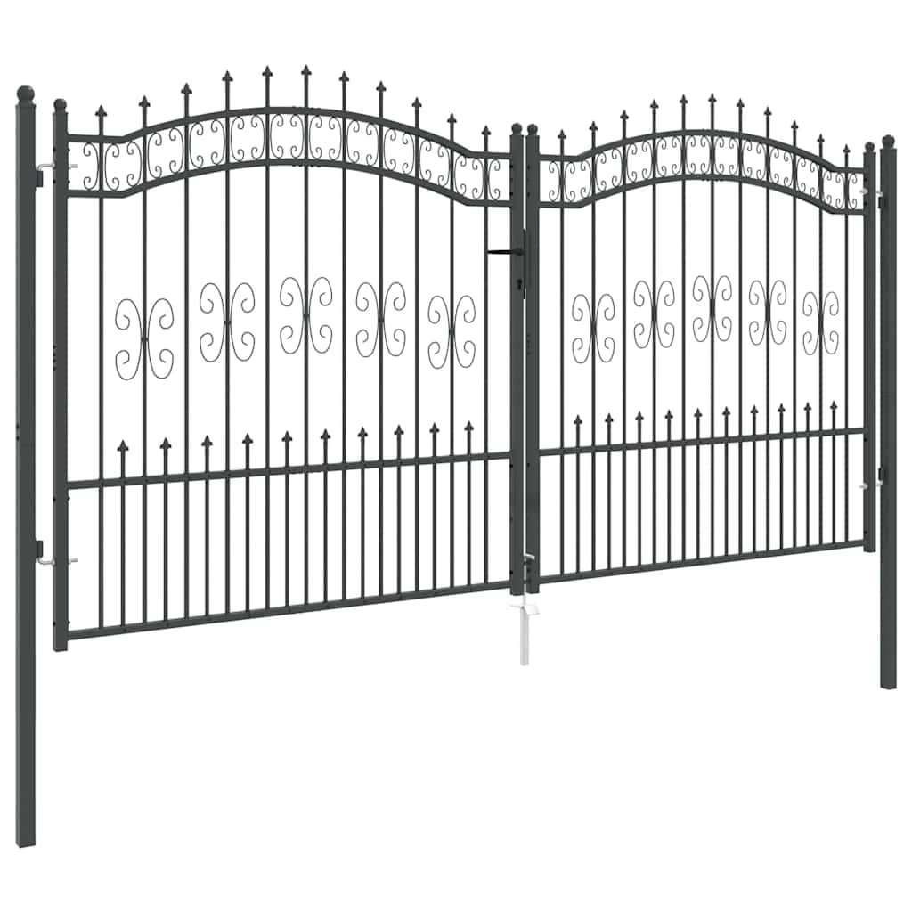 Hekpoort met Spear Boven met slot Grijs 305 x 150 cm Staal