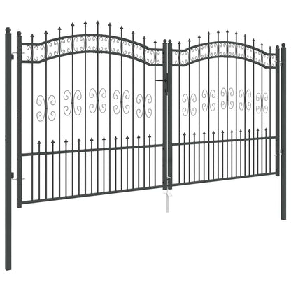 Hekpoort met Spear Boven met slot Grijs 305 x 150 cm Staal