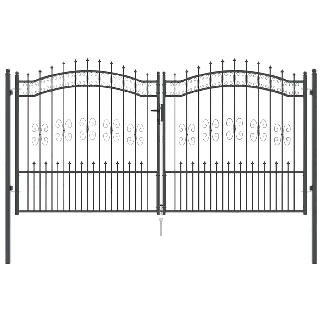 Hekpoort met Spear Boven met slot Grijs 305 x 150 cm Staal
