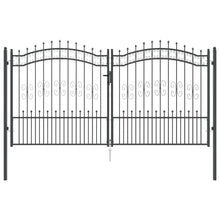 Hekpoort met Spear Boven met slot Grijs 305 x 150 cm Staal