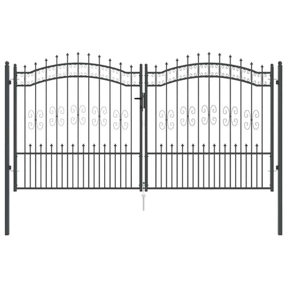 Hekpoort met Spear Boven met slot Grijs 305 x 150 cm Staal