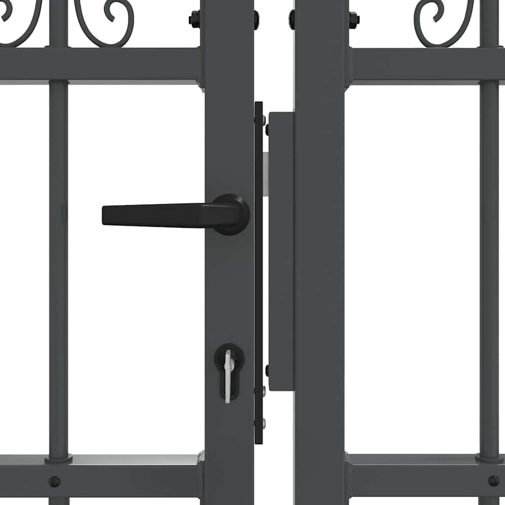 Hekpoort met Spear Boven met slot Grijs 404 x 75 cm Staal