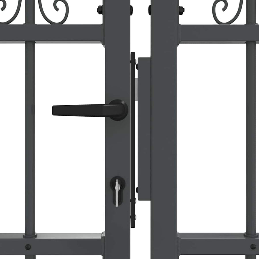 Hekpoort met Spear Boven met slot Grijs 404 x 75 cm Staal