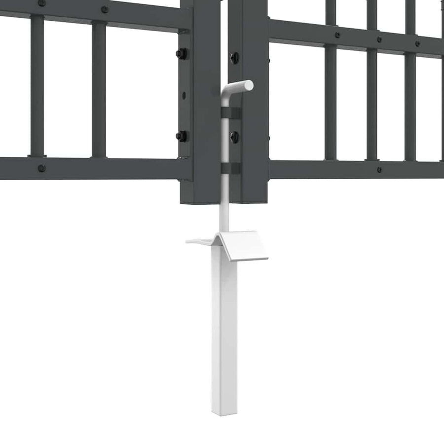 Hekpoort met Spear Boven met slot Grijs 404 x 75 cm Staal