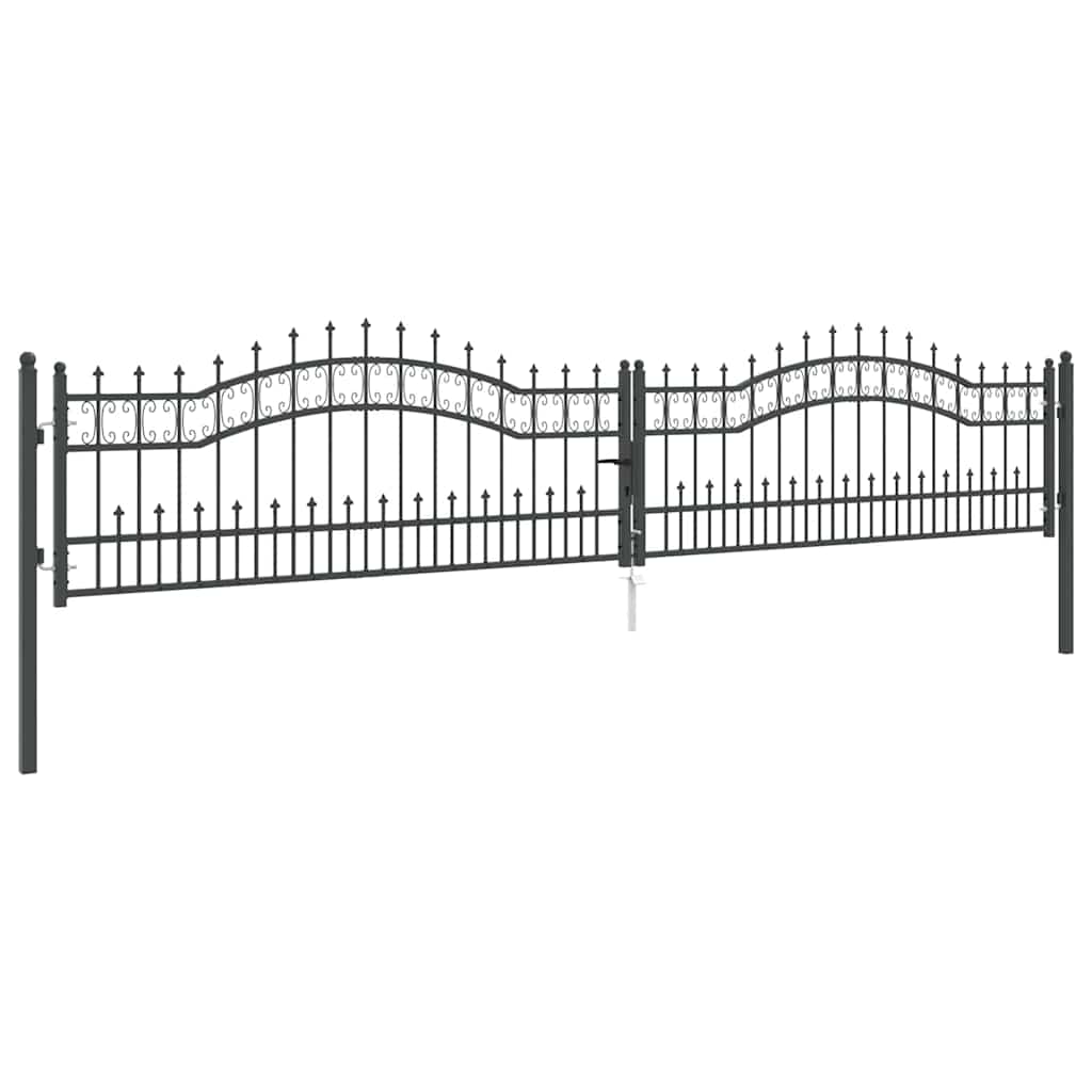 Hekpoort met Spear Boven met slot Grijs 404 x 75 cm Staal
