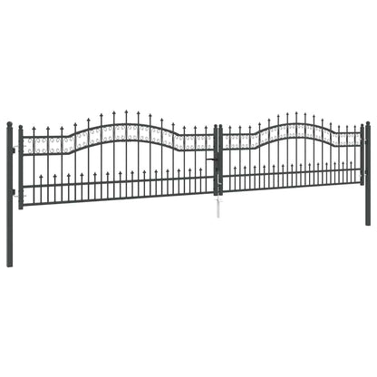 Hekpoort met Spear Boven met slot Grijs 404 x 75 cm Staal