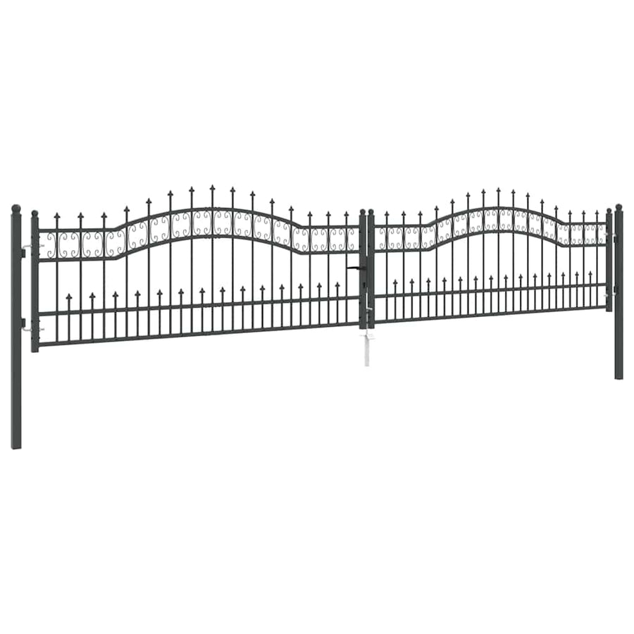 Hekpoort met Spear Boven met slot Grijs 404 x 75 cm Staal