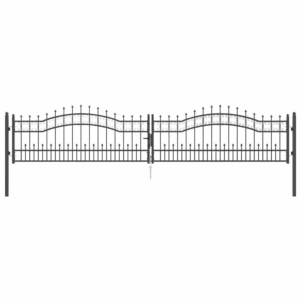 Hekpoort met Spear Boven met slot Grijs 404 x 75 cm Staal