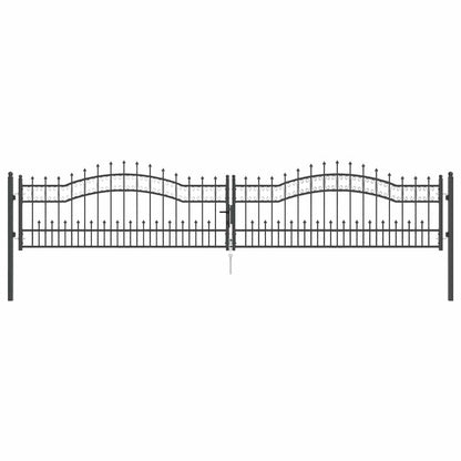 Hekpoort met Spear Boven met slot Grijs 404 x 75 cm Staal