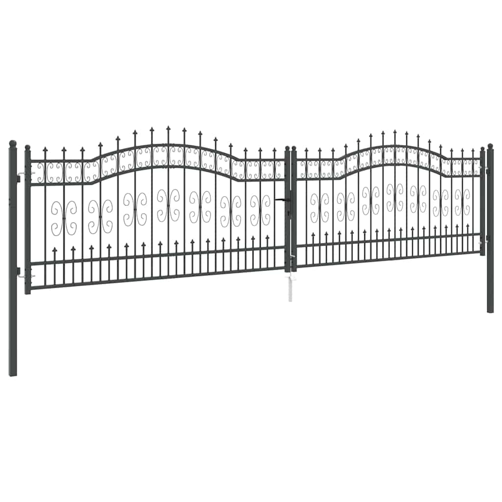 Hekpoort met Spear Boven met slot Grijs 404 x 100 cm Staal