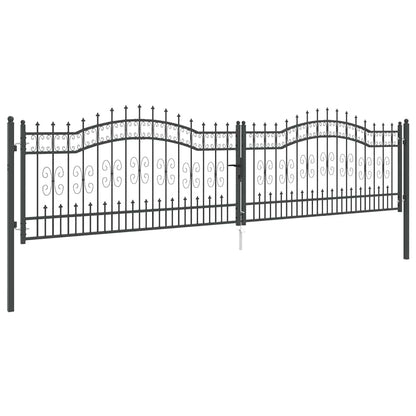 Hekpoort met Spear Boven met slot Grijs 404 x 100 cm Staal