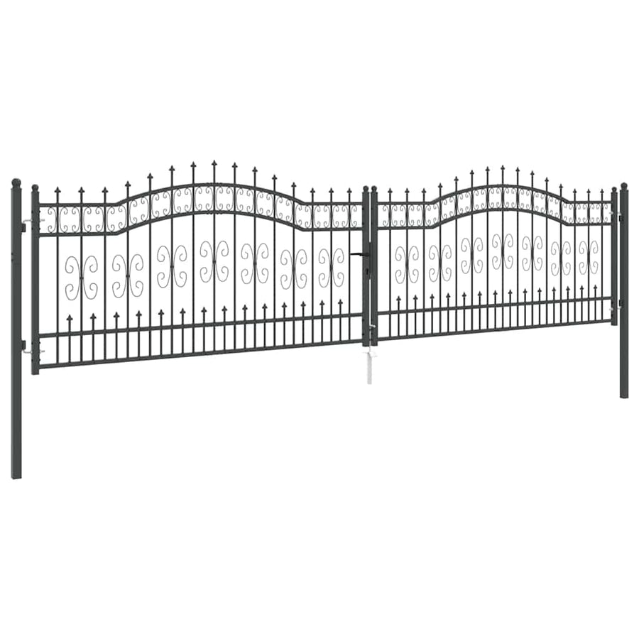 Hekpoort met Spear Boven met slot Grijs 404 x 100 cm Staal