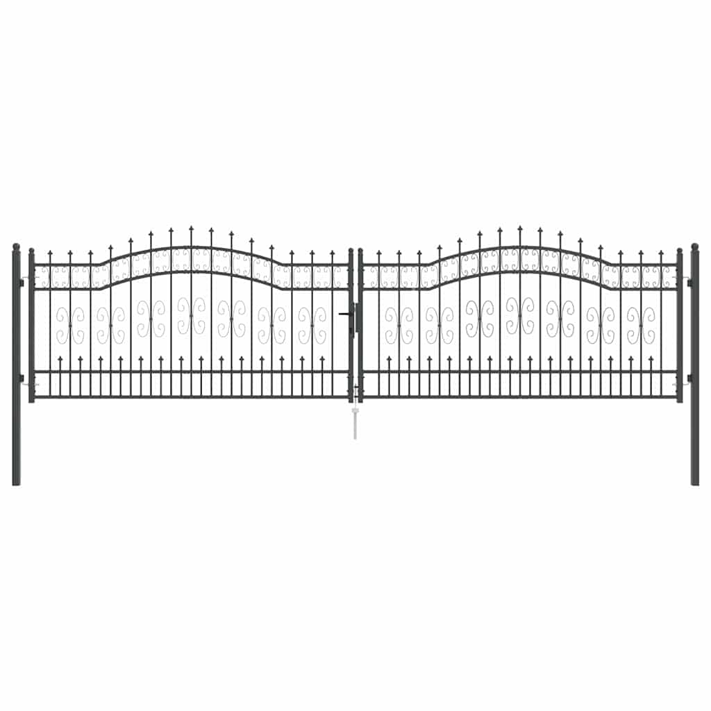 Hekpoort met Spear Boven met slot Grijs 404 x 100 cm Staal
