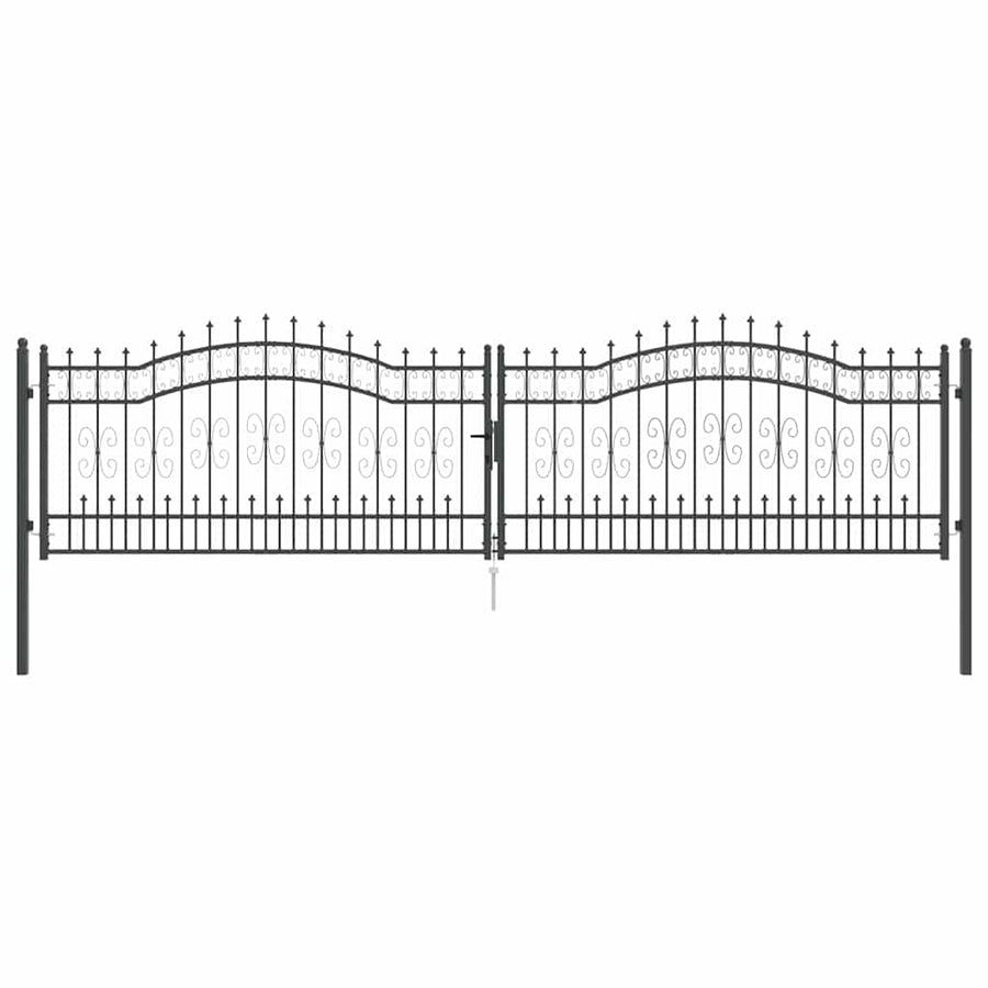Hekpoort met Spear Boven met slot Grijs 404 x 100 cm Staal