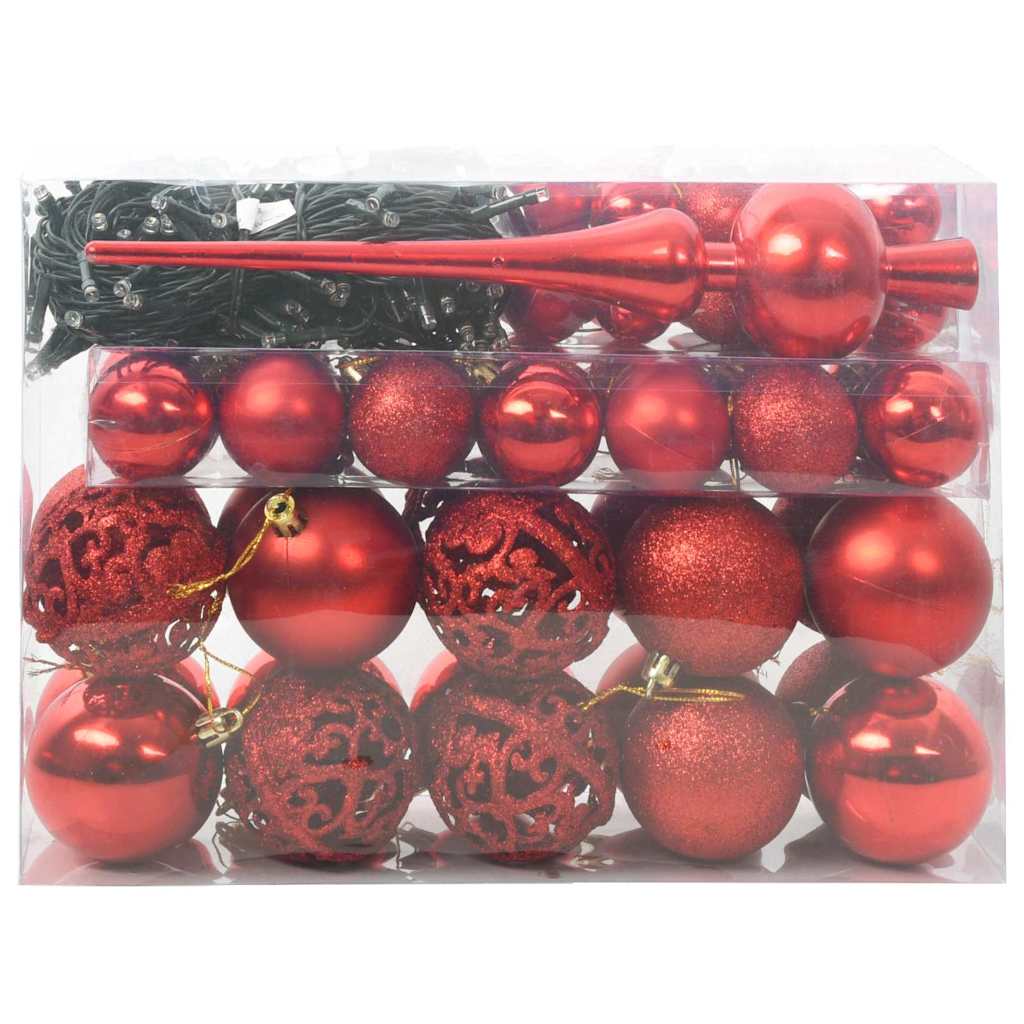 Kerstbal Set met 150 LED 61 pcs Rood Kunststof