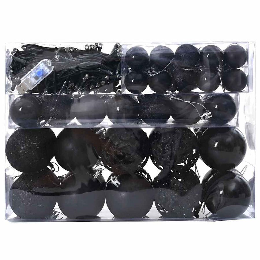 Kerstbal Set met 150 LED 61 pcs Zwart Kunststof