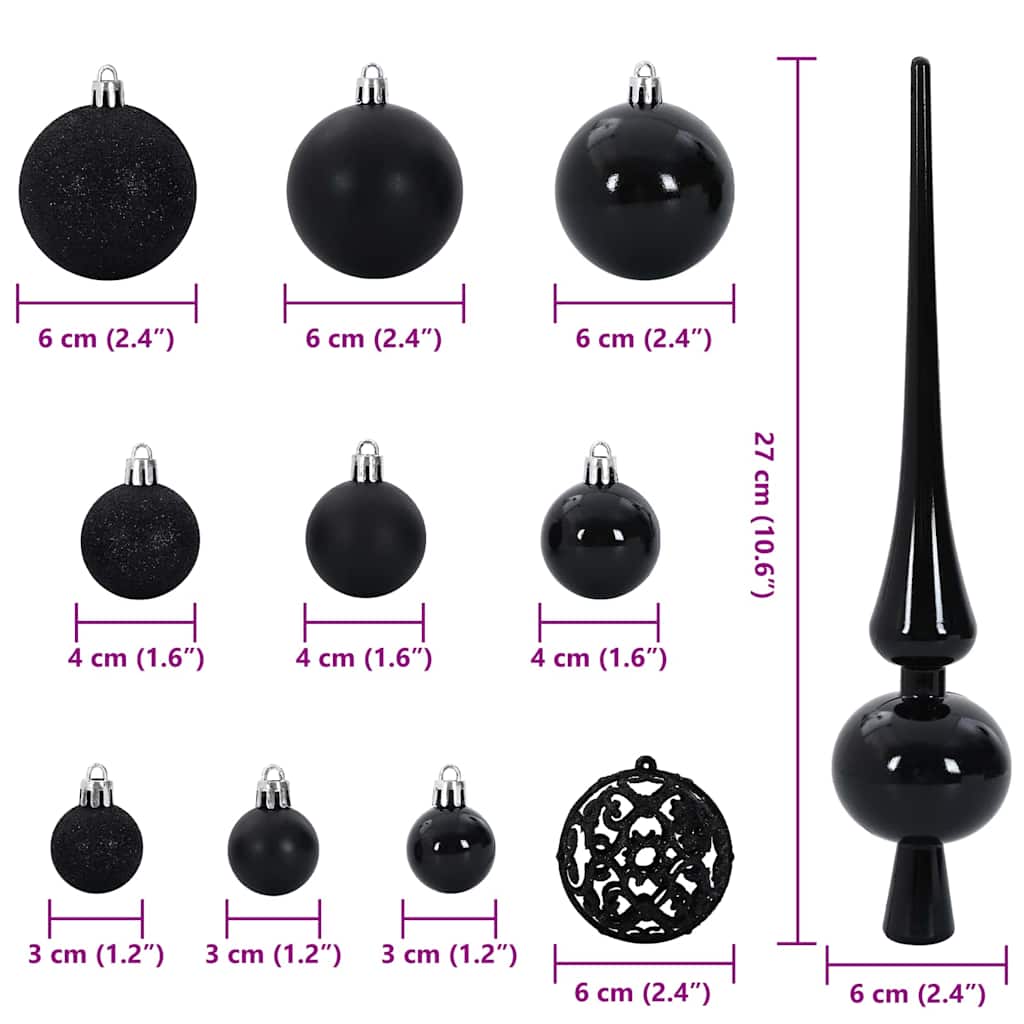 Kerstbal Set met 300 LED 120 pcs Zwart Kunststof
