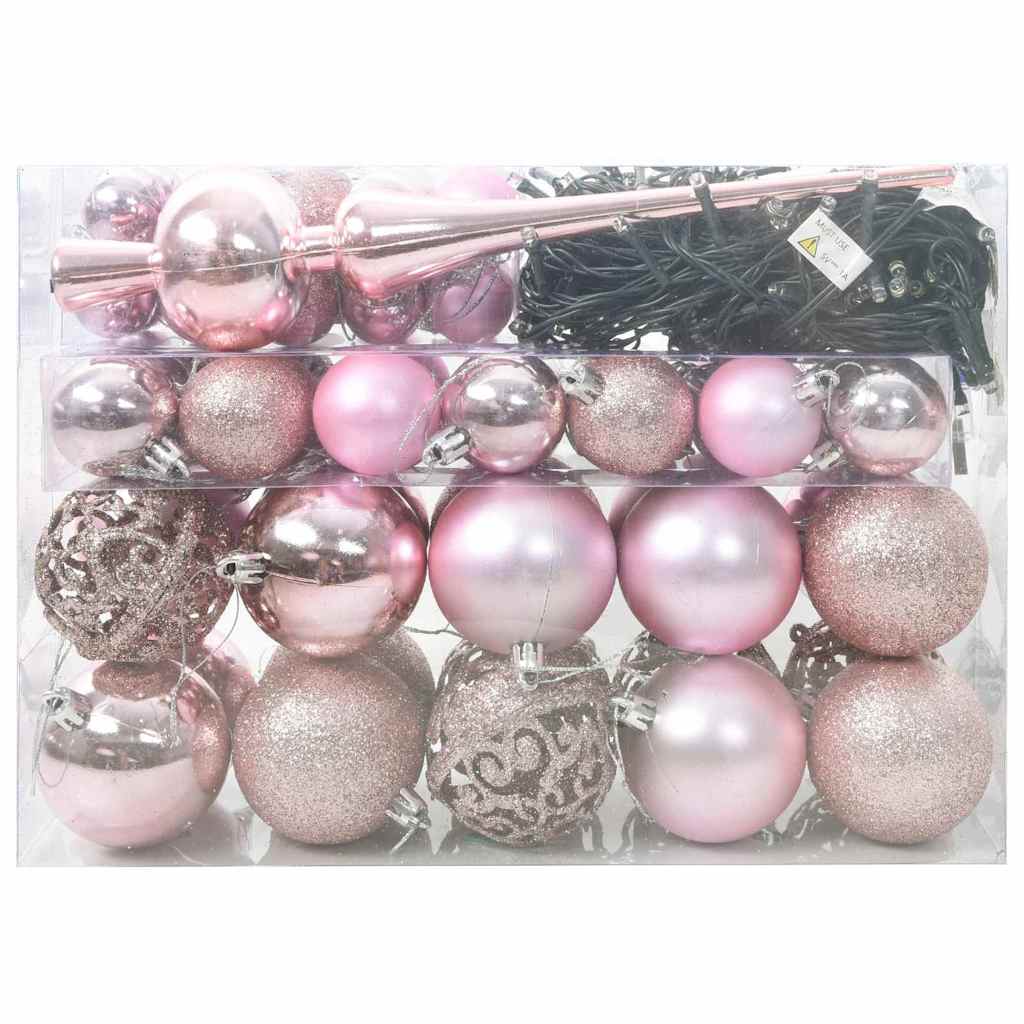 Kerstbal Set met 150 LED 61 pcs Roze Kunststof