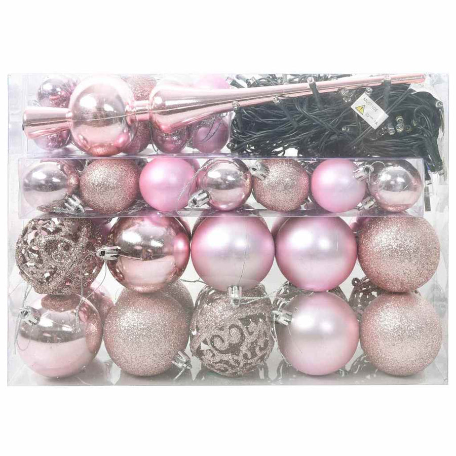 Kerstbal Set met 150 LED 61 pcs Roze Kunststof