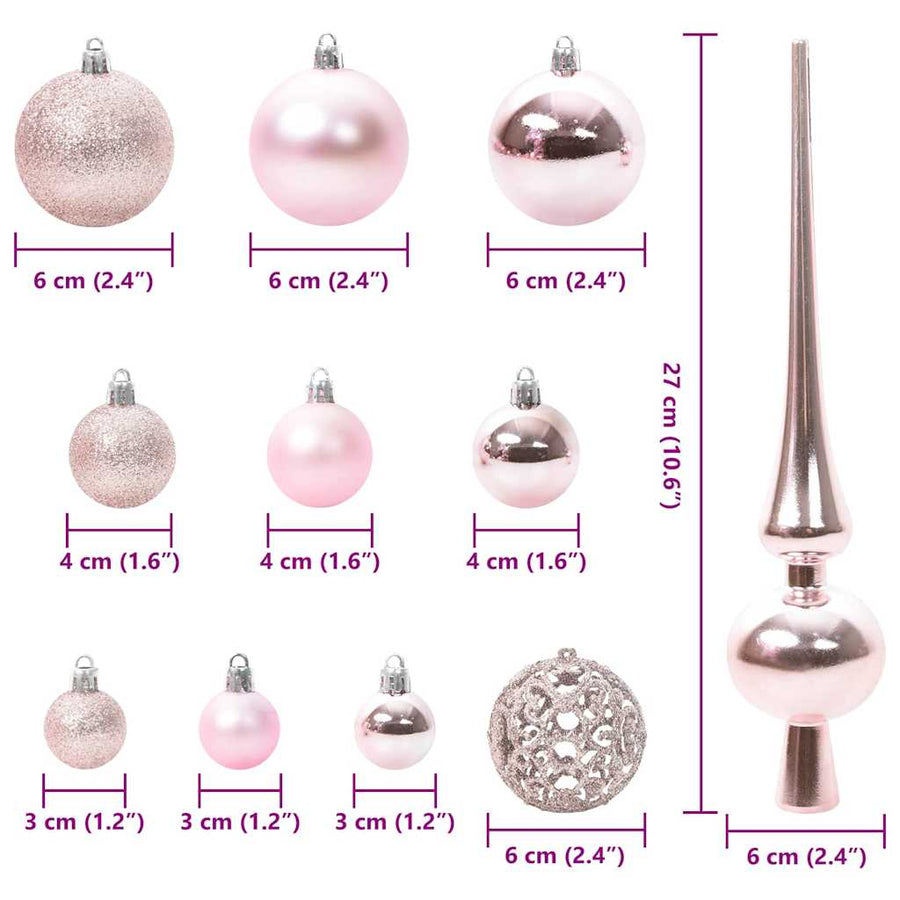 Kerstbal Set met 150 LED 61 pcs Roze Kunststof
