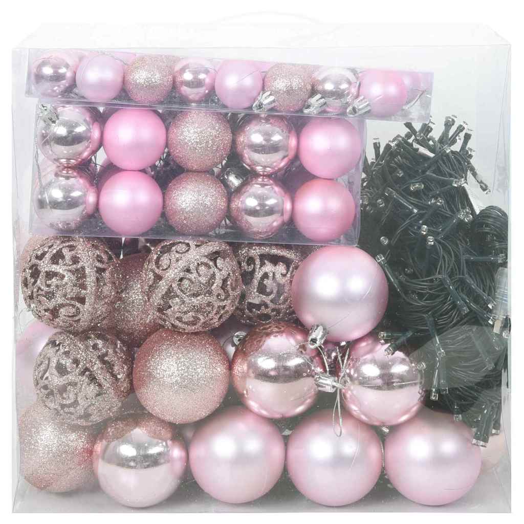 Kerstbal Set met 300 LED 120 pcs Roze Kunststof