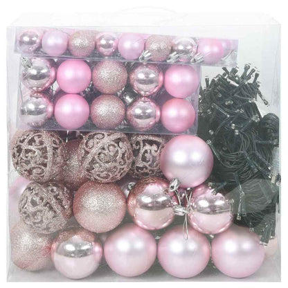 Kerstbal Set met 300 LED 120 pcs Roze Kunststof
