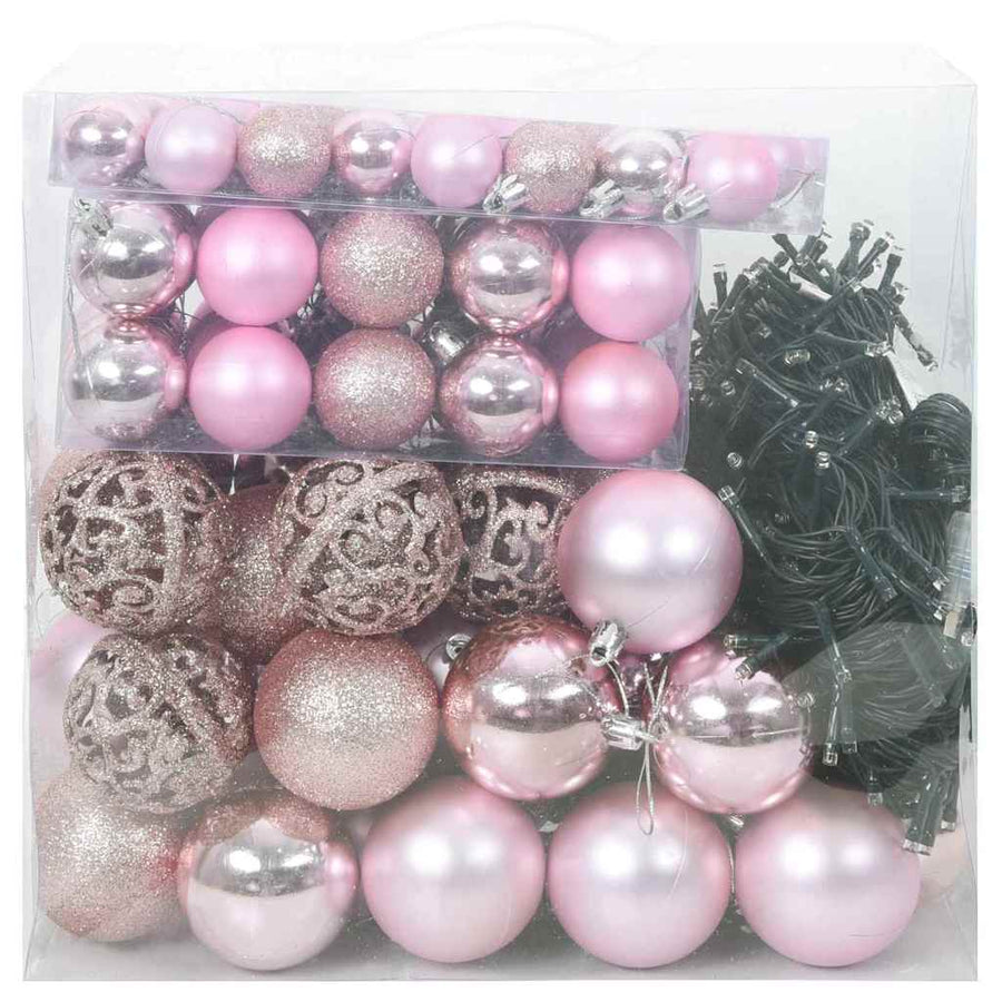 Kerstbal Set met 300 LED 120 pcs Roze Kunststof
