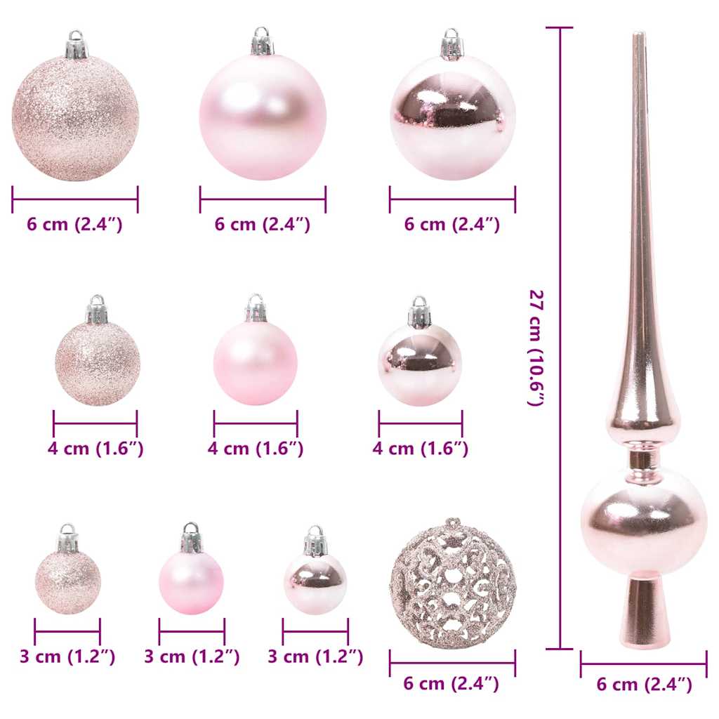 Kerstbal Set met 300 LED 120 pcs Roze Kunststof