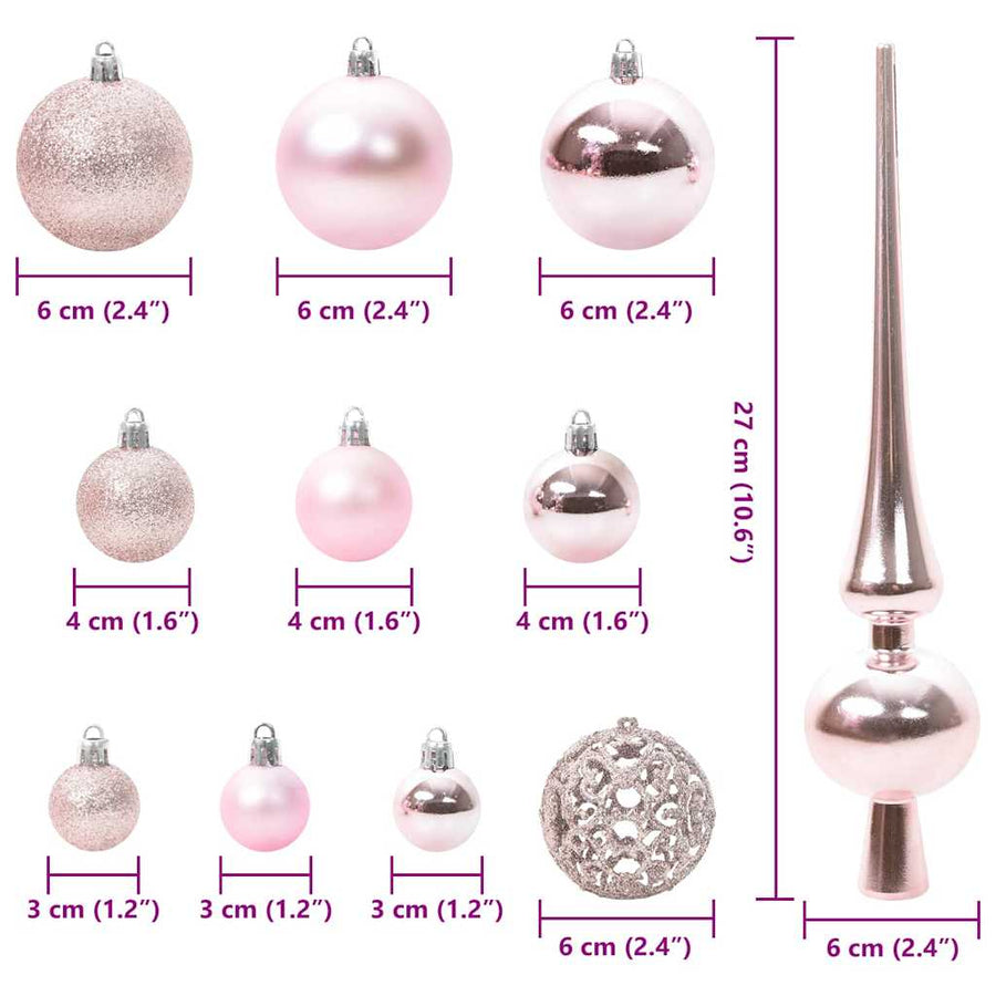 Kerstbal Set met 300 LED 120 pcs Roze Kunststof