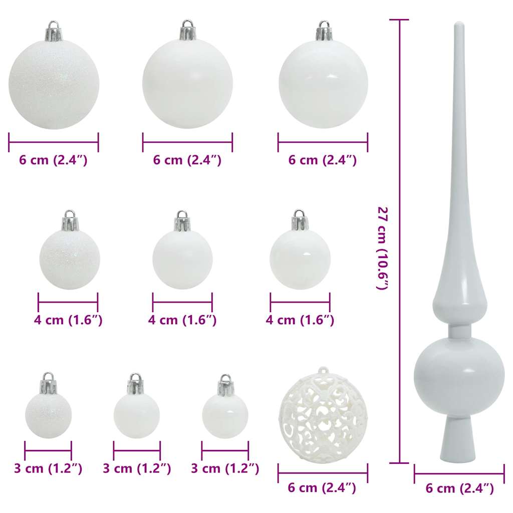 Kerstbal Set met 150 LED 61 pcs Wit Kunststof