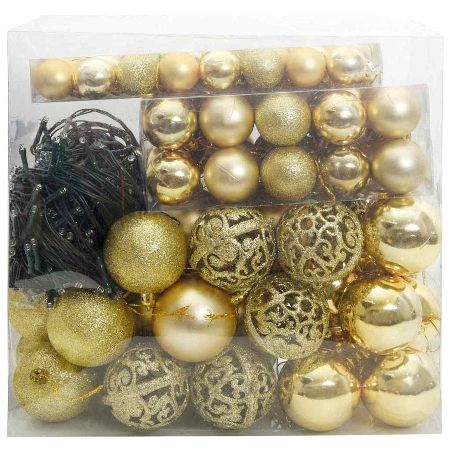 Kerstbal Set Met 300 Led 120 Pcs Kunststof Goud