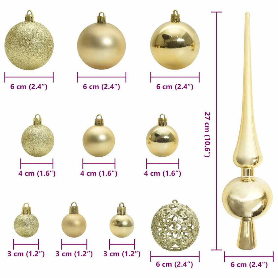 Kerstbal Set Met 300 Led 120 Pcs Kunststof Goud