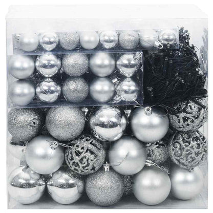 Kerstbal Set met 300 LED 120 pcs Zilver Kunststof