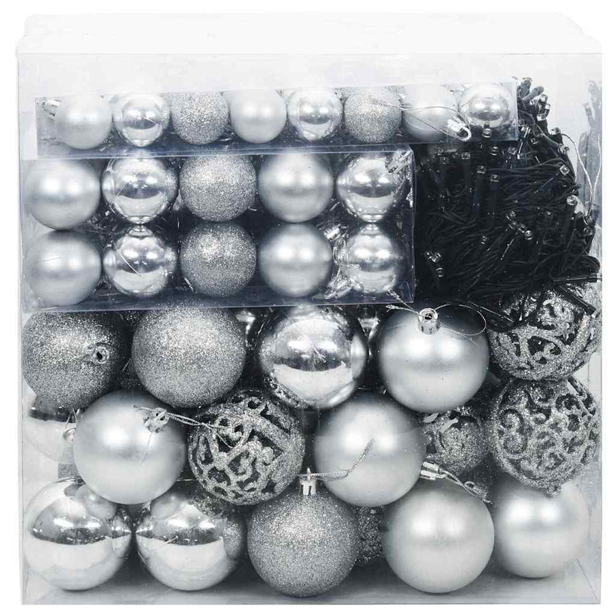 Kerstbal Set met 300 LED 120 pcs Zilver Kunststof