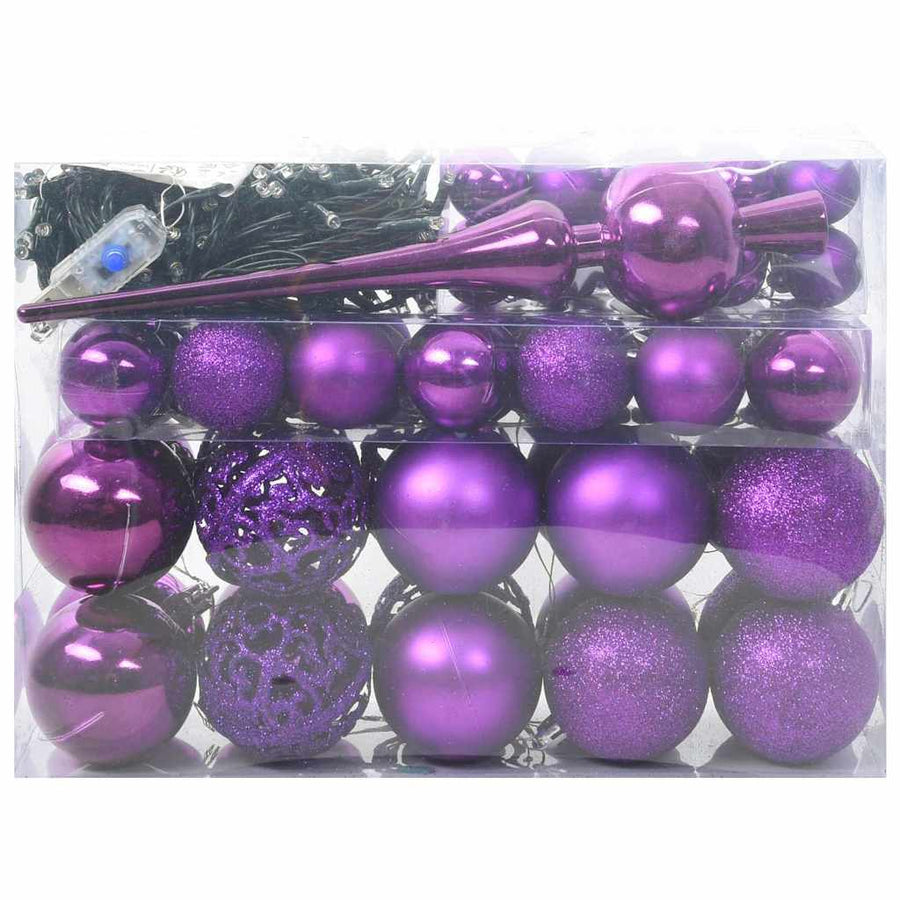 Kerstbal Set met 150 LED 61 pcs Lila Kunststof