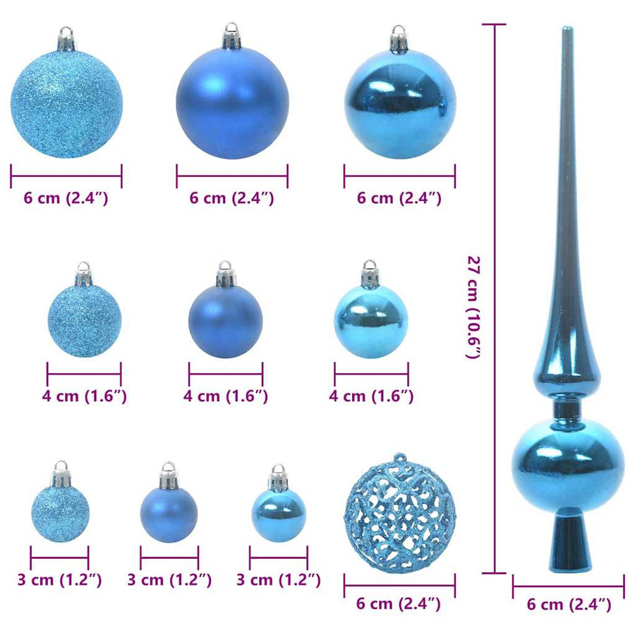 Kerstbal Set met 150 LED 61 pcs Blauw Kunststof