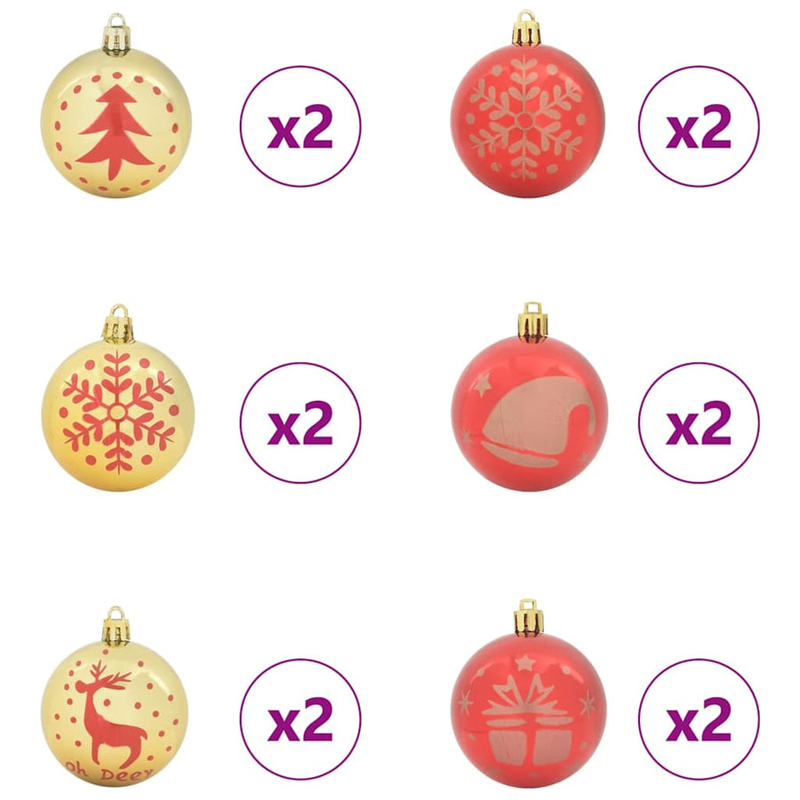 Kerstbal Set 40 pcs Goud en Rood