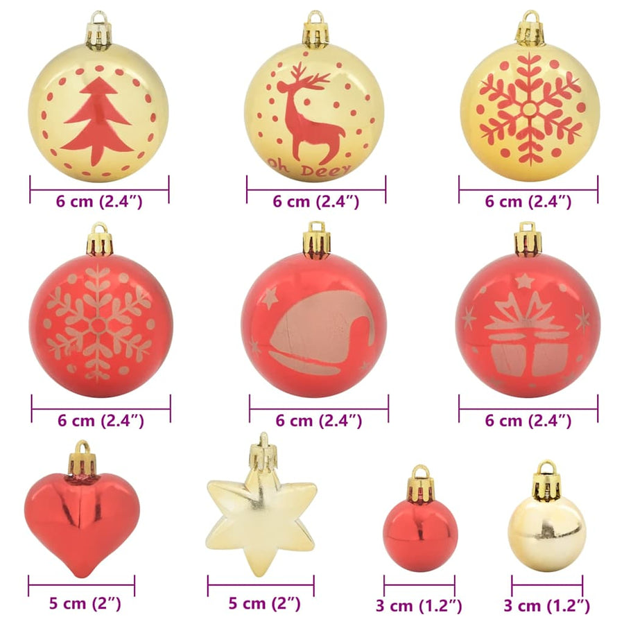 Kerstbal Set 40 pcs Goud en Rood
