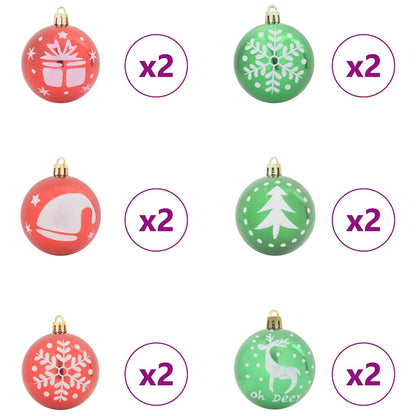 Kerstbal Set 40 pcs Rood en groen