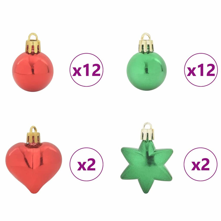 Kerstbal Set 40 pcs Rood en groen