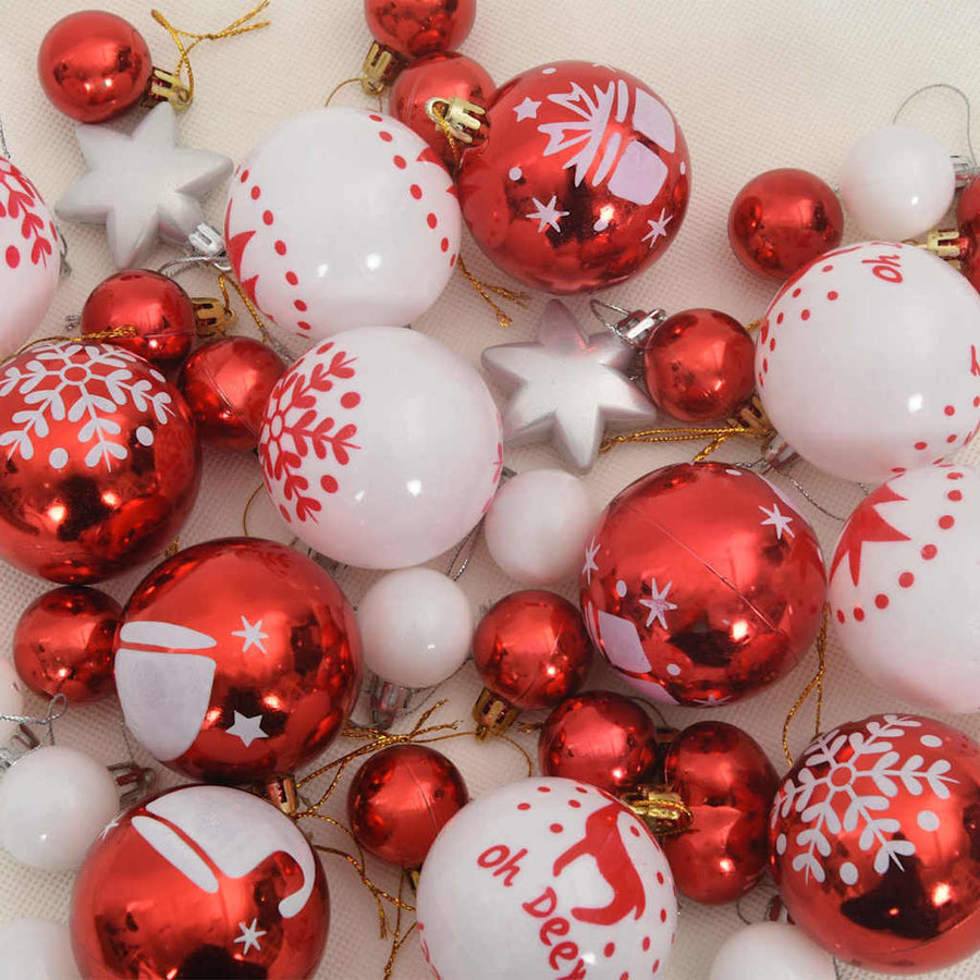 Kerstbal Set 40 pcs Rood en Wit